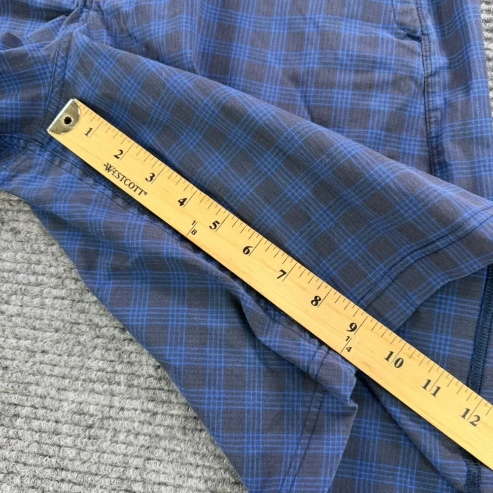 Lululemon Commission Shorts Mens 36 Blue Black Plaid Chino Golf Tech Active